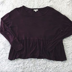 Wilfred (Aritzia) Maroon Peplum Lightweight Long